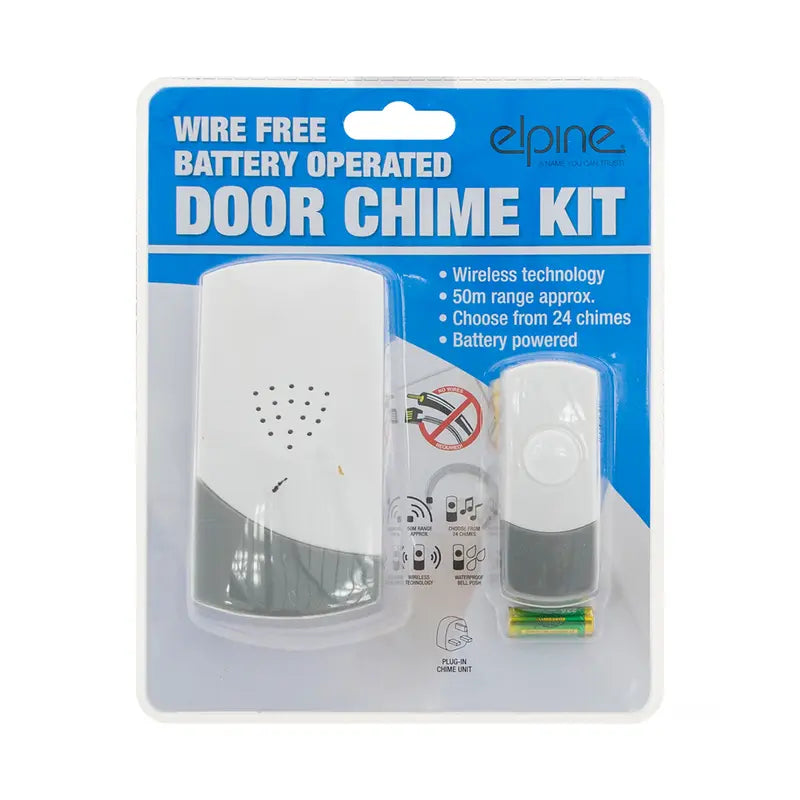 Elpine Ring Door Bell - Wire Free Battery Operated Door Chime Kit with 50m Range