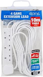 4 Way 10M Extension Lead With Neon Light