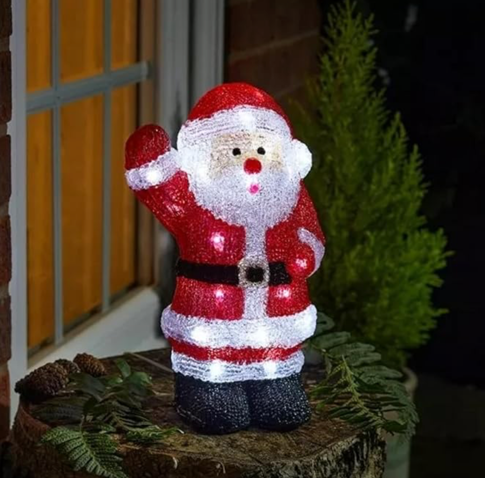 Marco Paul 30cm LED Light-Up Santa – Battery-Operated Christmas Decoration with Auto Timer