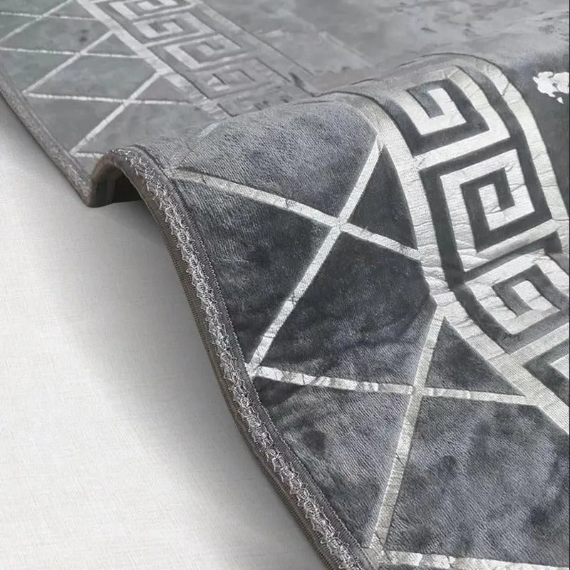 Bella Maroche Greek Metallic Carpet with Non-Slip Backing