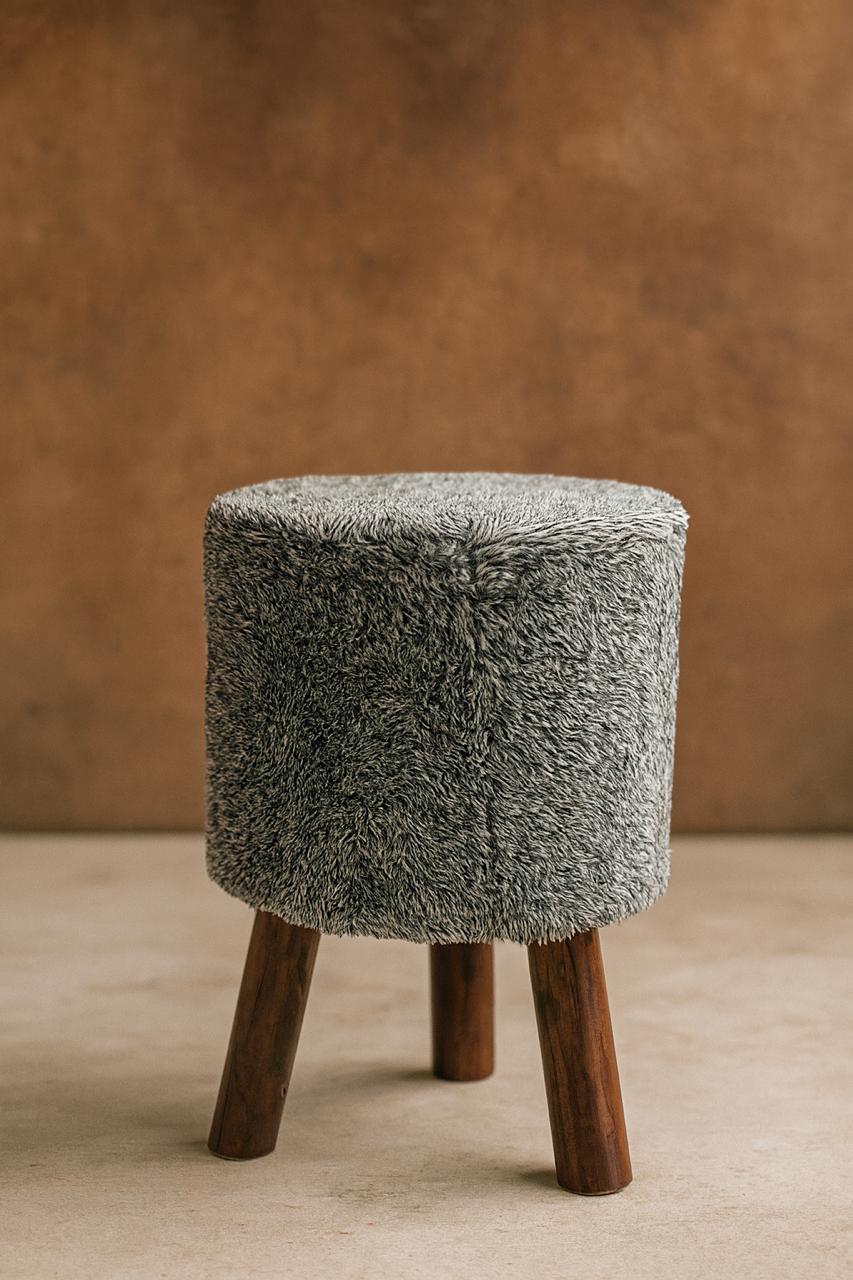 About Home Stool with Polished Legs and Soft Padded Foam Seat for Living Room