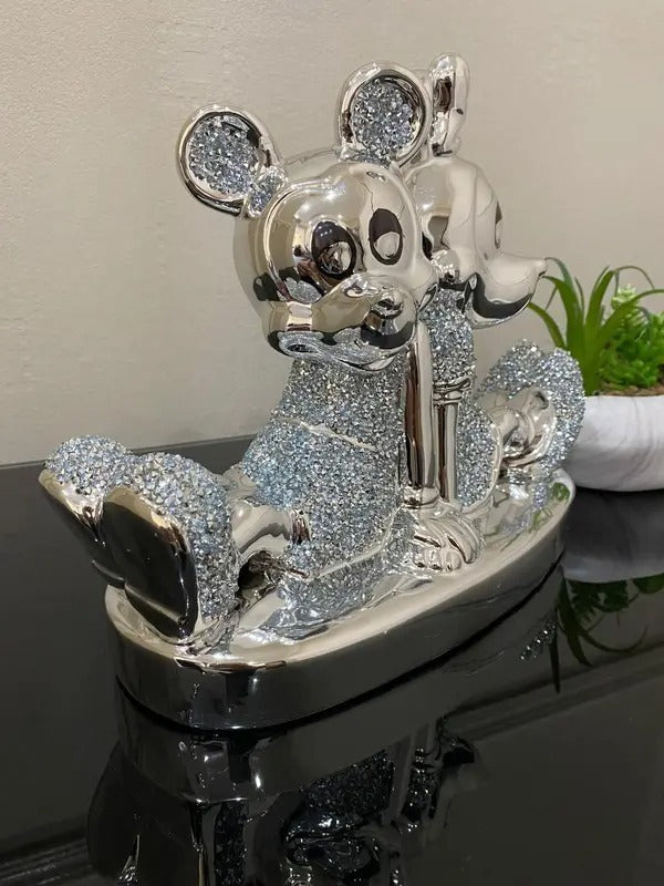 Bling Silver Shiny Crystal Diamond Sitting Pair Home Decorative