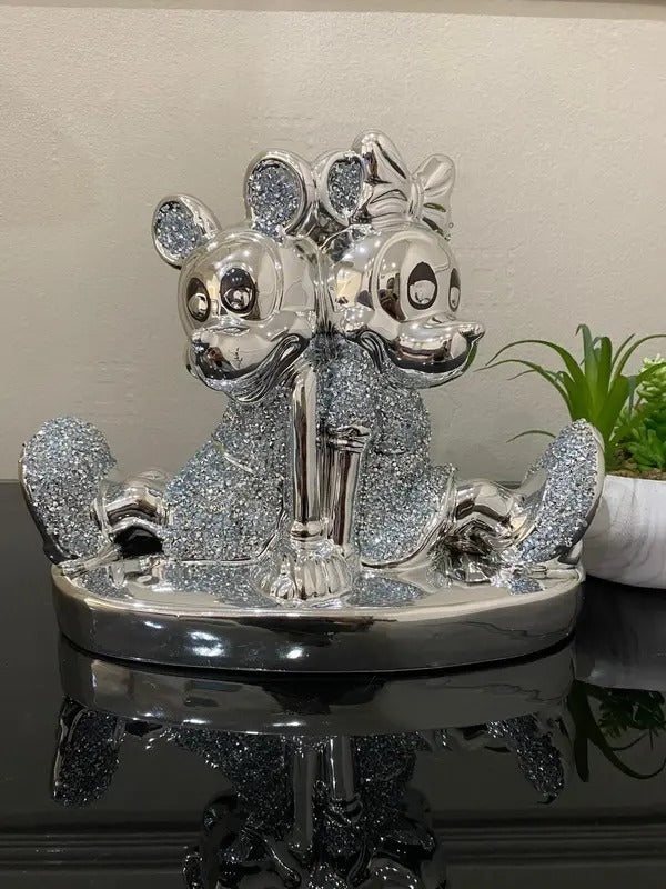 Bling Silver Shiny Crystal Diamond Sitting Pair Home Decorative