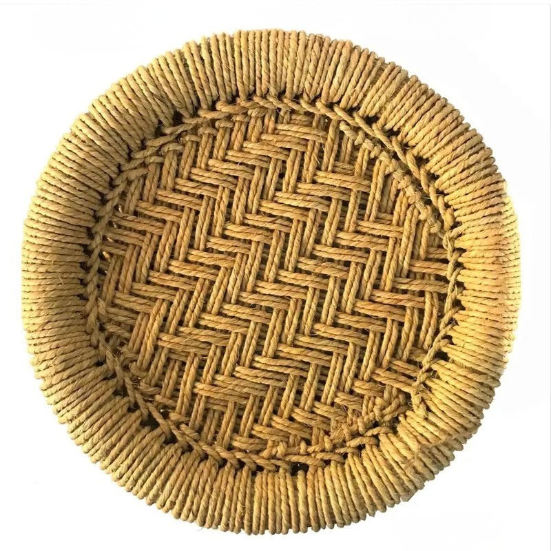 Hand made Natural Wood CANE FOOT STOOL /MOODHA / Seating stool - Boho style - Sturdy -Indoor / Outdoor Use - About Home