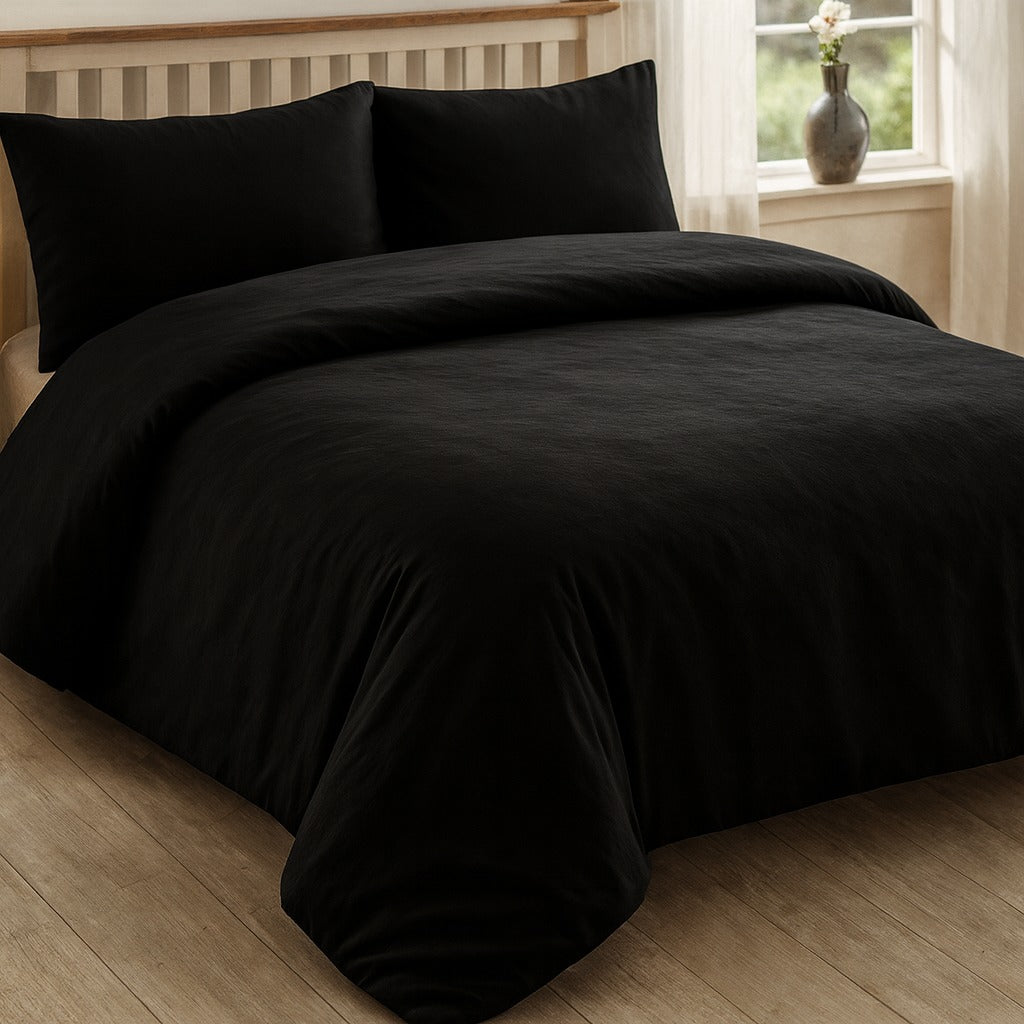 Luxury Plain Dyed Bedsheet with Duvet Cover Set with Pillowcases for Double and King Size Bed