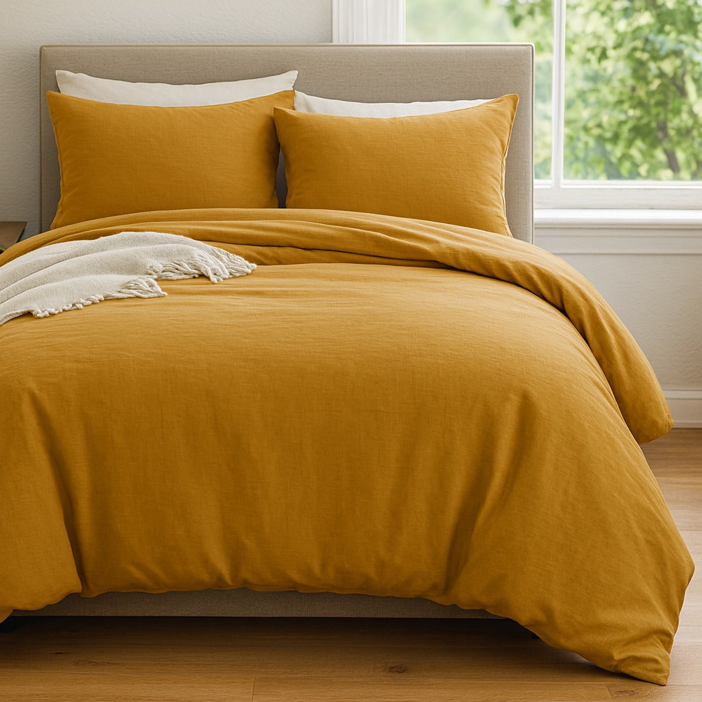 Luxury Plain Dyed Bedsheet with Duvet Cover Set with Pillowcases for Double and King Size Bed