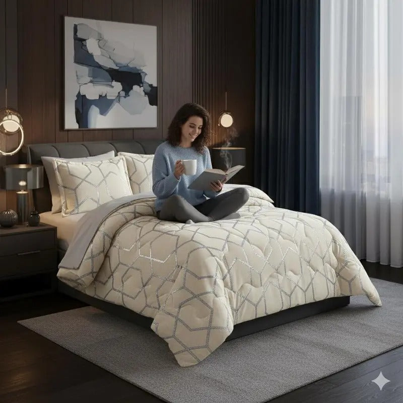 Luxury Crushed Velvet Bedding Set  Erica 7 PC bed set