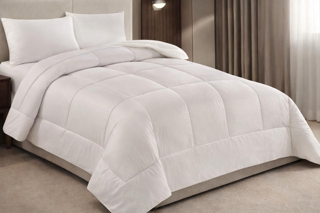 Luxury Hotel Stripe Tog 13.5 Anti Allergic Size @ W Double& King Washable Soft Cotton Machine Wash Warm Comfort Blanket Duvet Double