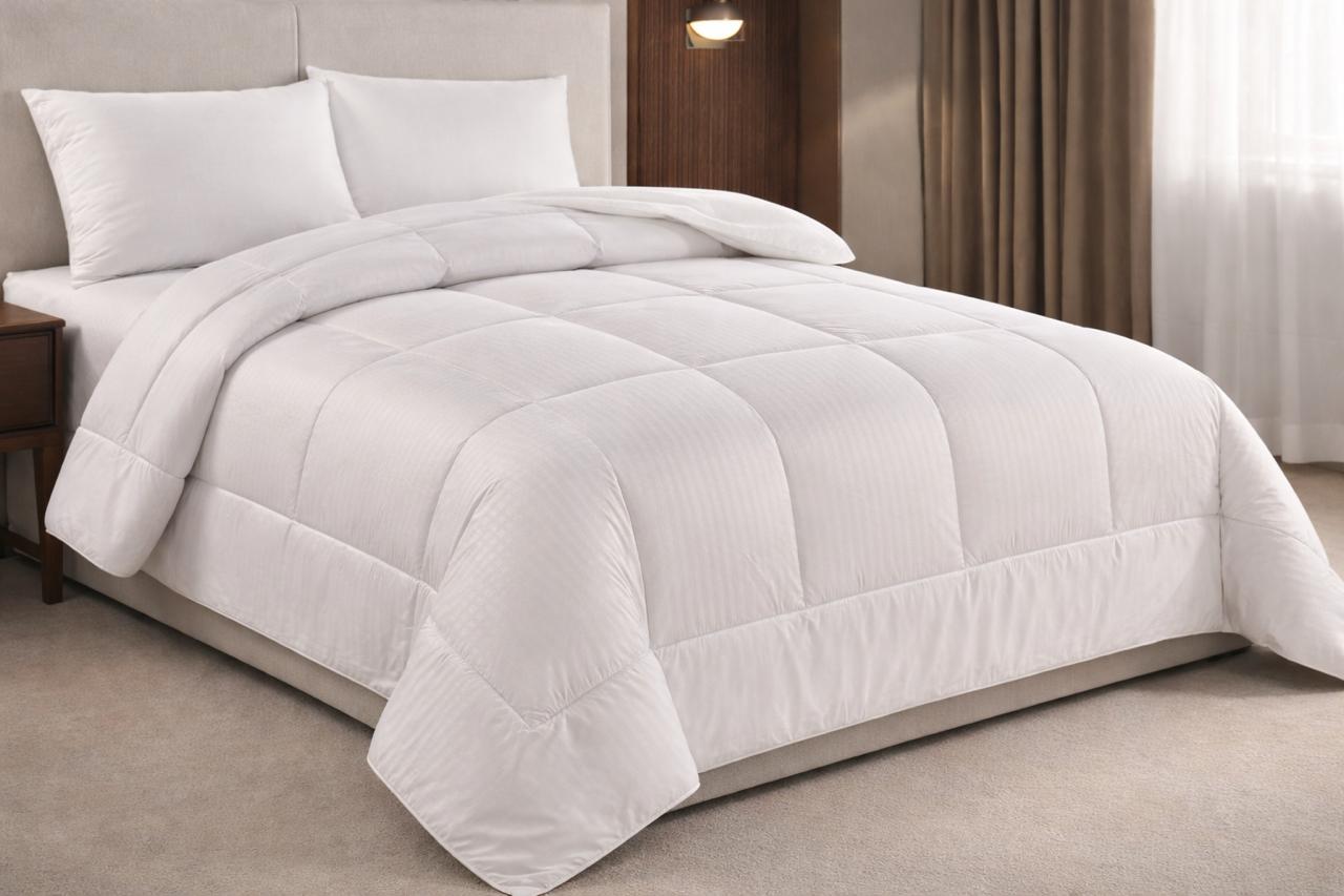 Luxury Hotel Stripe Tog 13.5 Anti Allergic Size @ W Double& King Washable Soft Cotton Machine Wash Warm Comfort Blanket Duvet Double