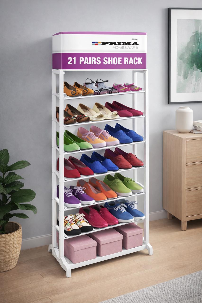 21-Pair Stackable Shoe Rack - Space-Saving Organizer for Clutter-Free Storage