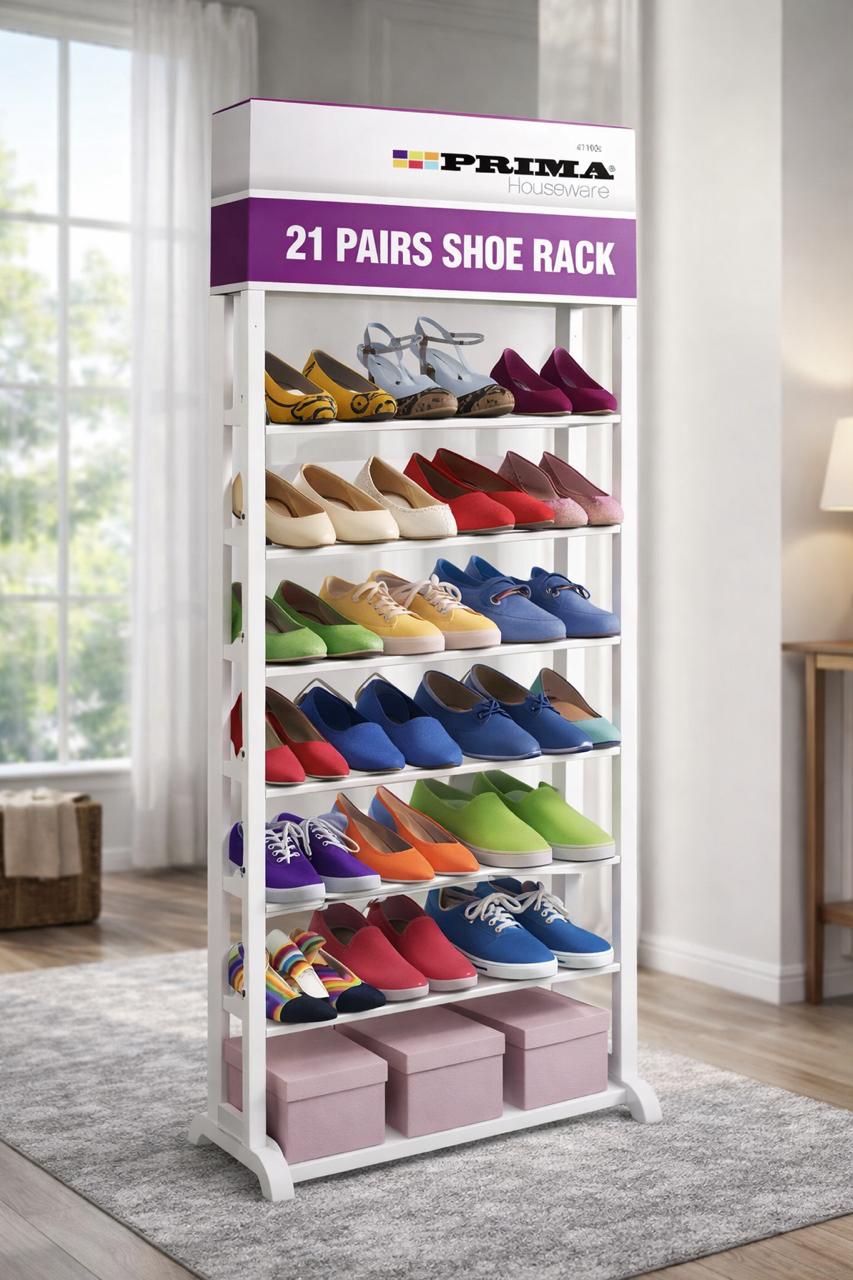 21-Pair Stackable Shoe Rack - Space-Saving Organizer for Clutter-Free Storage