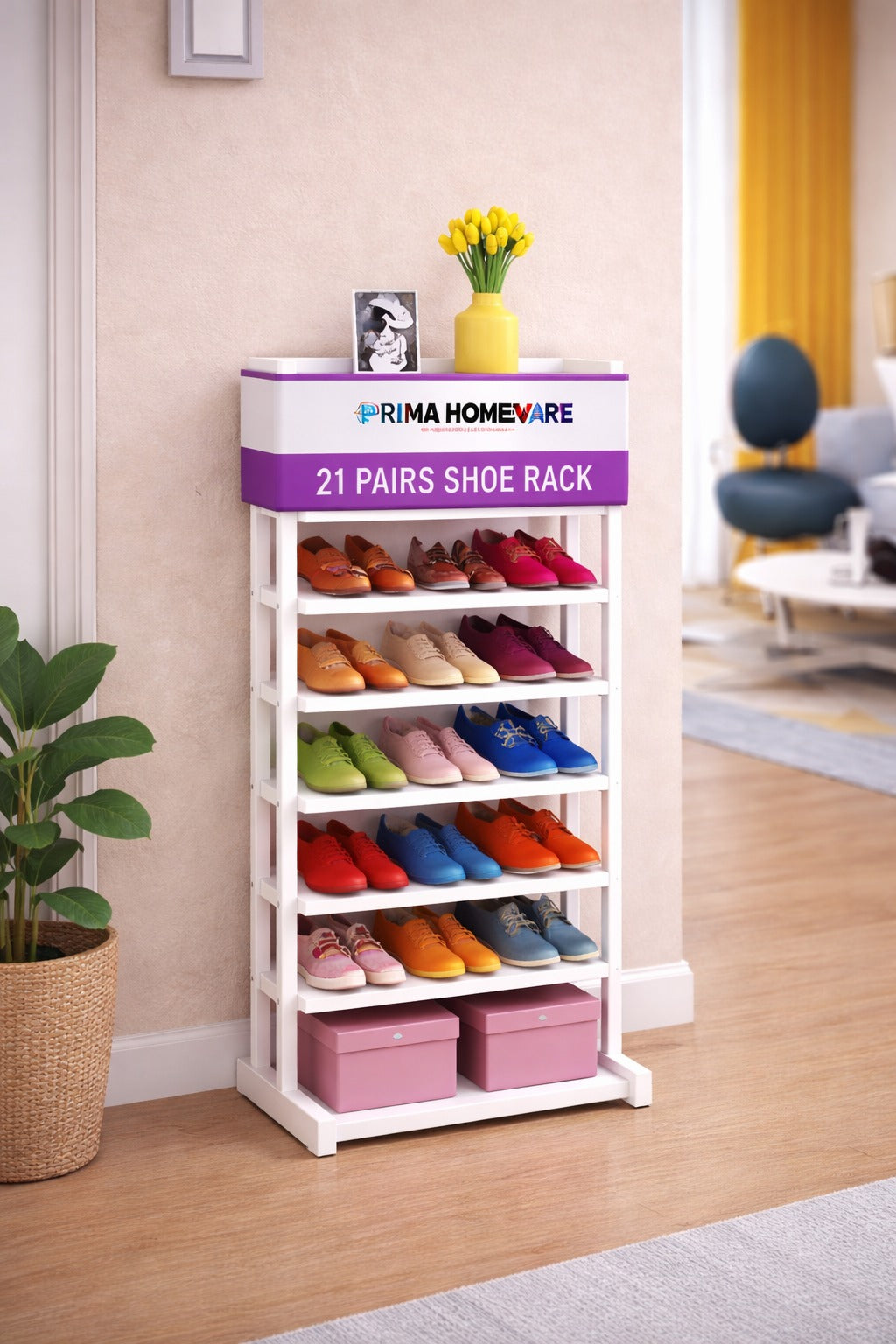21-Pair Stackable Shoe Rack - Space-Saving Organizer for Clutter-Free Storage