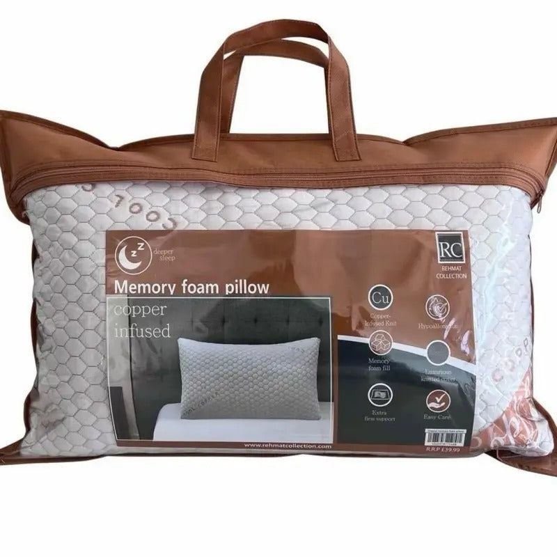 Bamboo Memory Foam Pillow for Neck and Shoulder Support - Hypoallergenic and Moisture-wicking Sold by Discount Deck Itd
