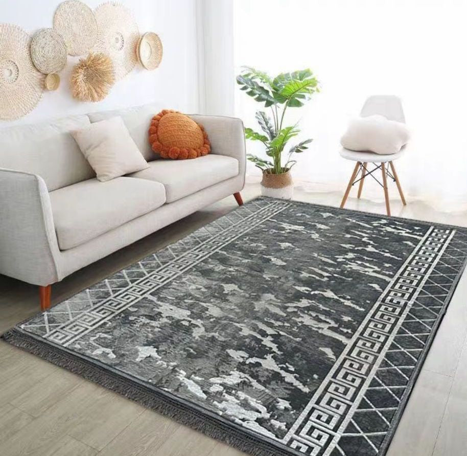 Bella Maroche Greek Metallic Carpet with Non-Slip Backing